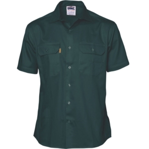 COTTON DRILL WORK SHIRT - SHORT SLEEVE - Bottle, S