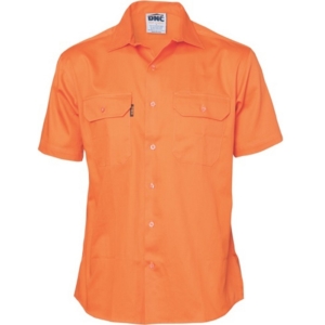 COTTON DRILL WORK SHIRT - SHORT SLEEVE - Orange, S