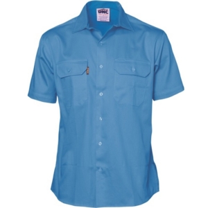 COTTON DRILL WORK SHIRT - SHORT SLEEVE - Sky Blue, S