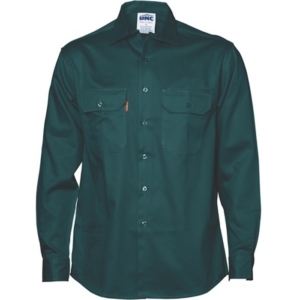 COTTON DRILL WORK SHIRT - LONG SLEEVE - Bottle, S
