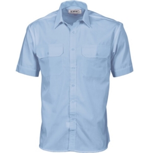 POLYESTER COTTON WORK SHIRT - SHORT SLEEVE - Sky Blue, XS