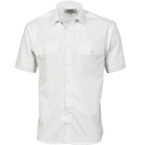 POLYESTER COTTON WORK SHIRT - SHORT SLEEVE - White, XS