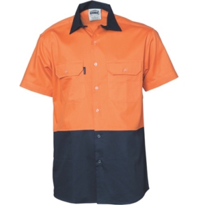 DNC WORK SHIRT - Orange/Navy, XS