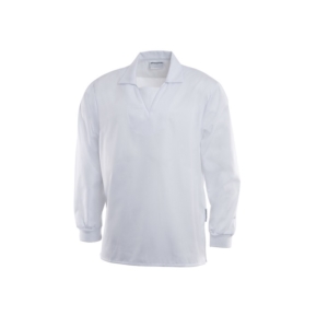 LONG SLEEVE BUTCHERS SHIRTWITH CUFF - White, S