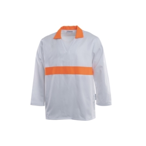 LONG SLEEVE BUTCHERS SHIRT - Orange/White, S