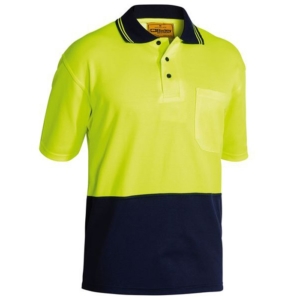 BISLEY SHORT SLEEVE TWO TONE POLO SHIRT - Yellow/Navy, S