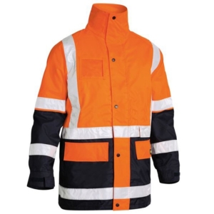 BISLEY TAPED 5 IN 1 RAIN JACKET - Orange/Navy, S
