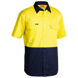 BISLEY SHORT SLEEVE SHIRT - Yellow/Navy, S