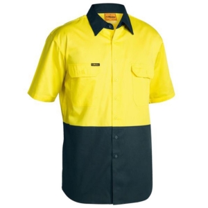 BISLEY LONG SLEEVE TWO TONE SHIRT - Yellow/Green, S