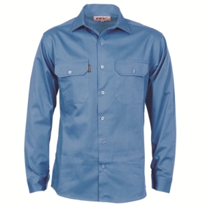 DNC COTTON DRILL WORK SHIRT - LONG SLEEVE - Sky, S
