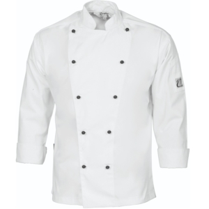 DNC COOL BREEZE COTTON CHEF JACKET - LONG SLEEVE - White, XS