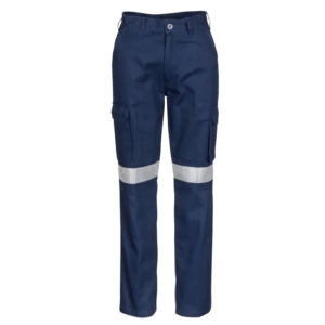 DNC LADIES COTTON DRILL CARGO PANTS + TAPE - Navy, 6