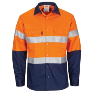 DNC PATRON SAINT FLAME RETARDANT TWO TONE LONG SLEEVE SHIRT - Orange/Navy, XS