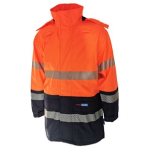 DNC HIVIS FR AND HRC2 D/N RAIN JACKET - Orange/Navy, XS