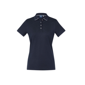BIZ COLLECTION WOMENS ASTON SHORT SLEEVE POLO - Navy/Silver Grey, 6