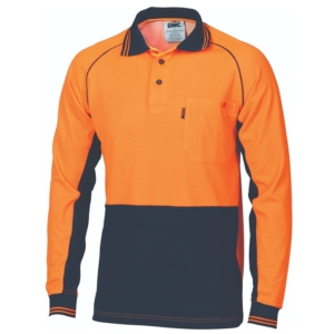 DNC HI VIS COTTON BACKED POLO SHIRT - ORANGE/NAVY, XS